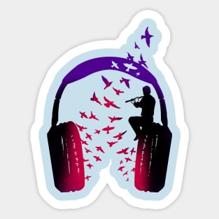 Headphone Music Flute Sticker